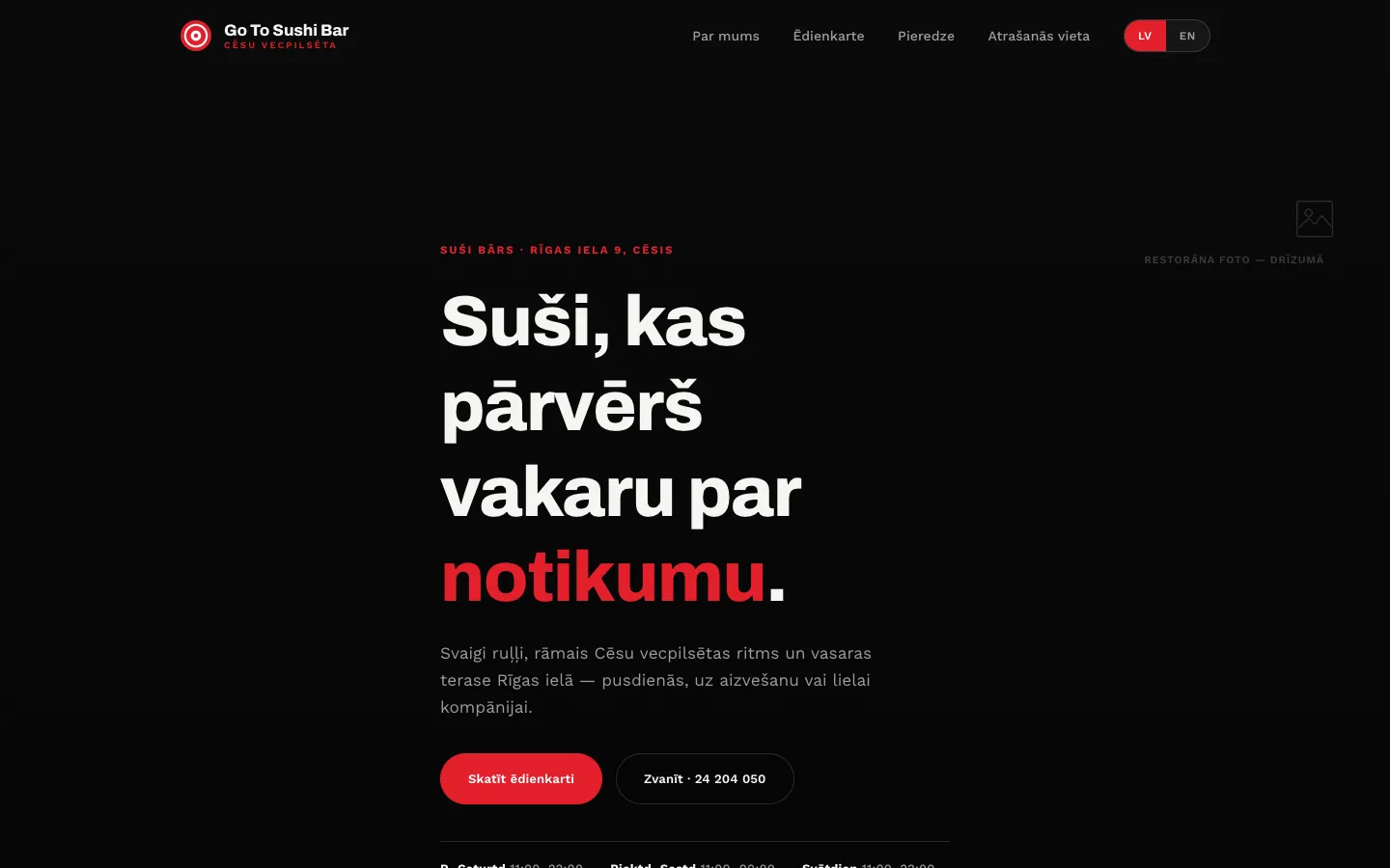 Go To Sushi Bar koncepta mājaslapa
